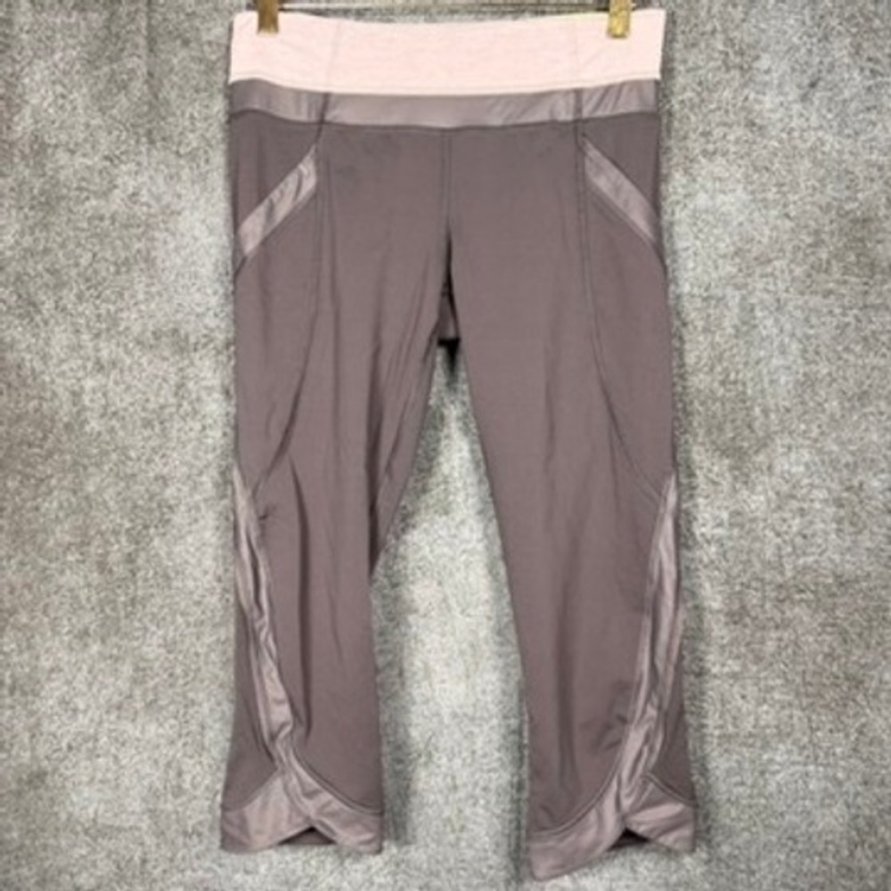 Lululemon Women 6 Crop Leggings Pants Gray Tulip Style Hem Side Pockets